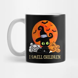 Black Cat Halloween, I Smell Children Mug